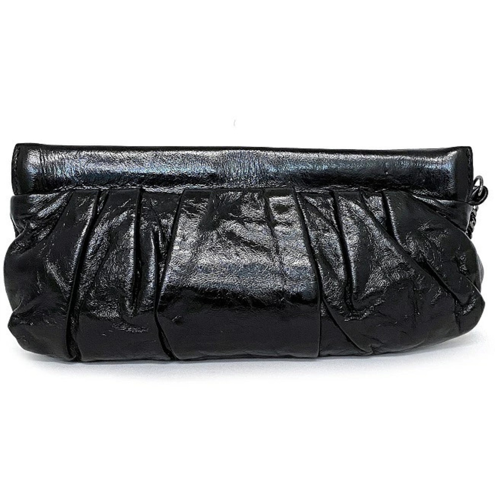 Gucci Silver Patent Vernis Clutch Clutch Hysteria Bag Black Handbag Chain